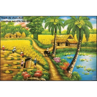 Tranh đính đá PHONG CẢNH ĐỒNG QUÊ 88653(72x48cm) chưa đính
