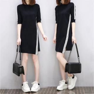 Đầm thun nữ tay lửng kẻ sọc thời trang