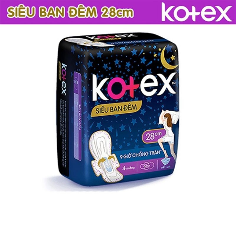 Băng vệ sinh Kotex ban đêm Maxi Cánh 4 miếng 28cm
