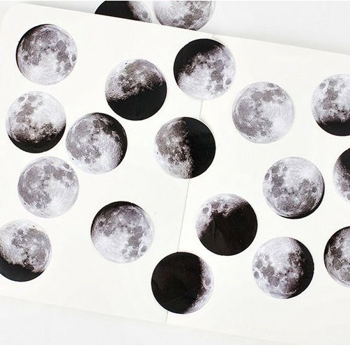 Bộ 45 Miếng Dán Trang Trí Sổ Tay Hình Mặt Trăng Sáng Tạo DIY