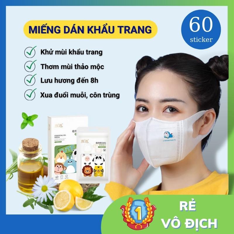 Set 60 miếng dán làm thơm khẩu trang, khử mửi khẩu trang, khử khuẩn , miếng dán đuổi muỗi trong 8giờ