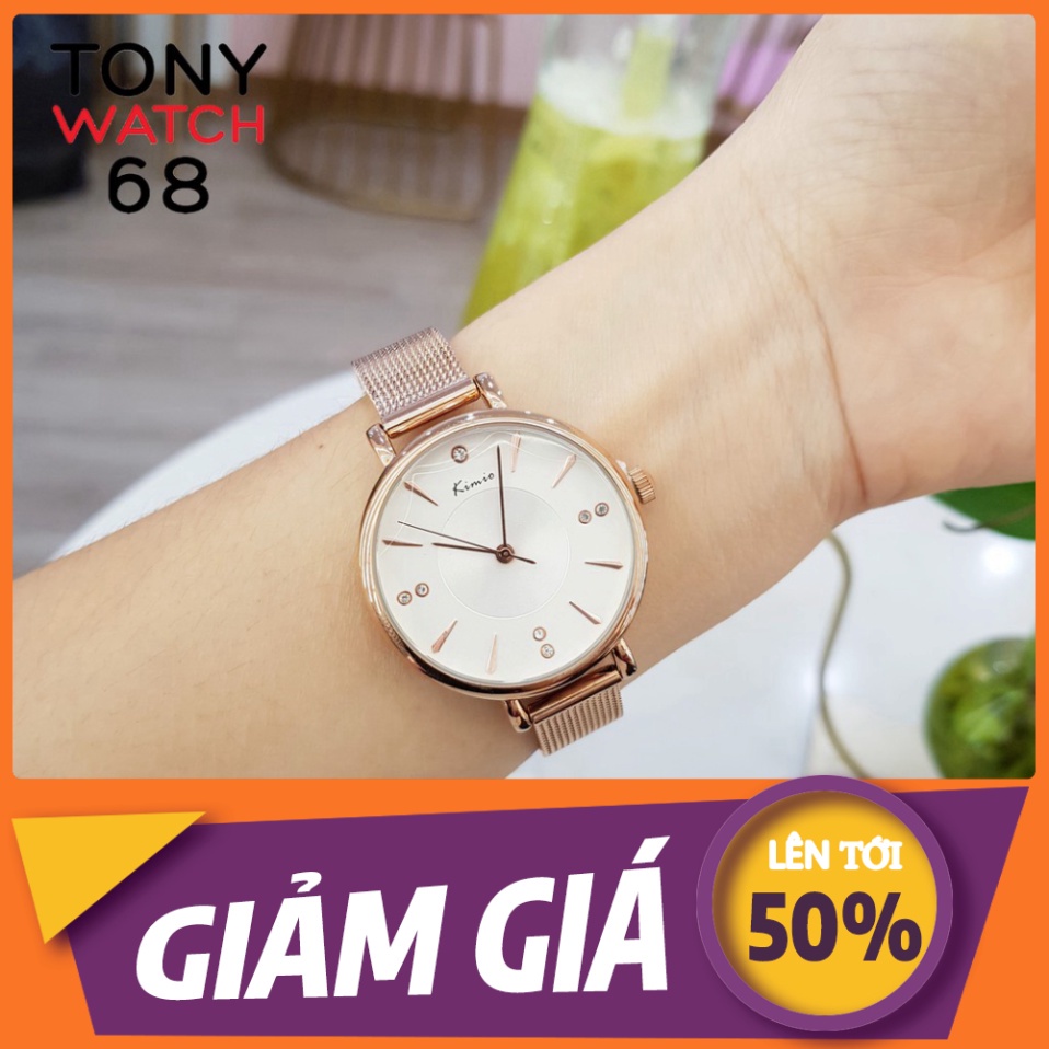 SIÊU KHỦNG Đồng hồ nữ Kimio dây vàng hồng mặt số ngọc đơn giản hàng cao cấp chống nước chính hãng Tony Watch 68 SIÊU KHỦ