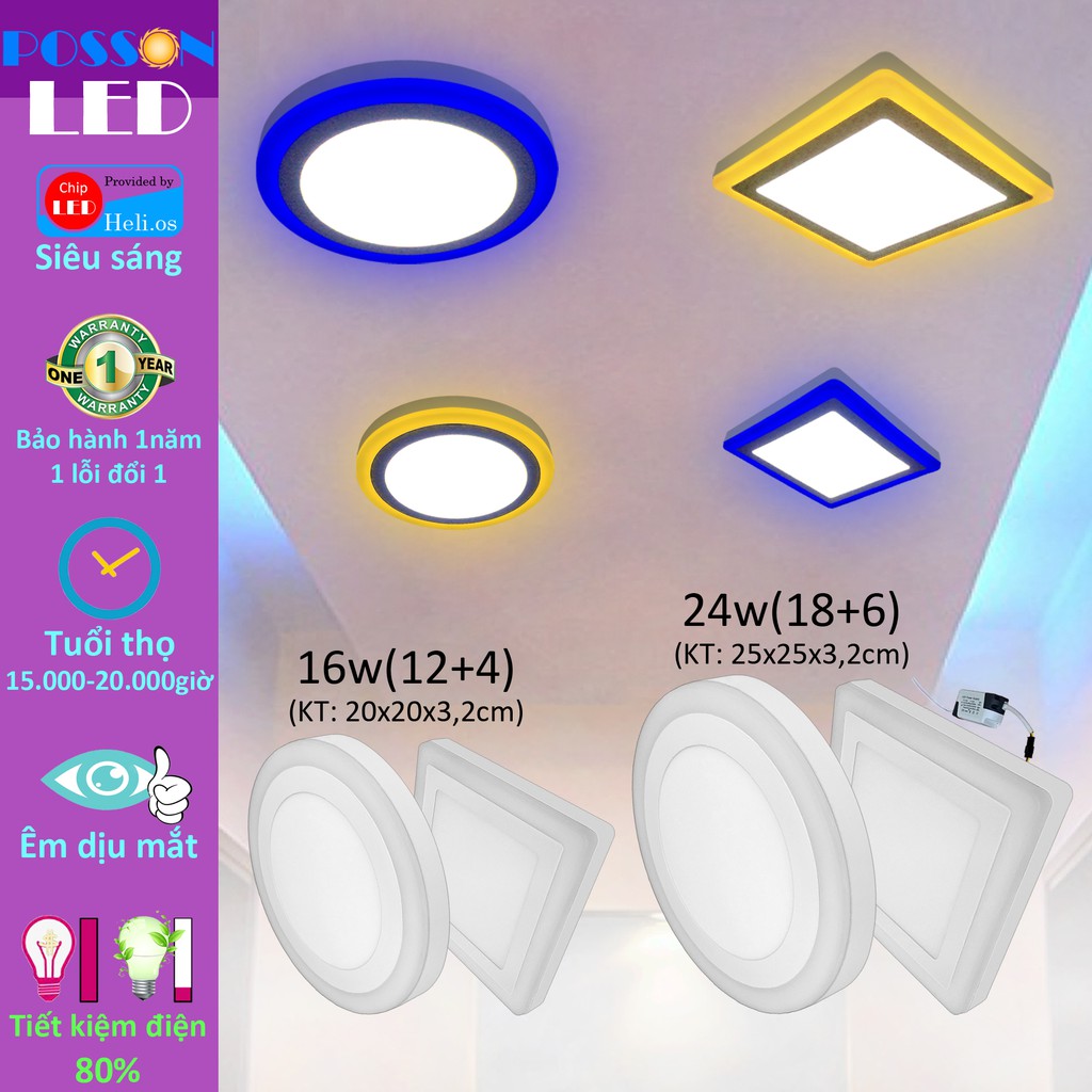 ĐÈN LED ỐP TRẦN TRÒN POSSON LP-RO12+4B-G
