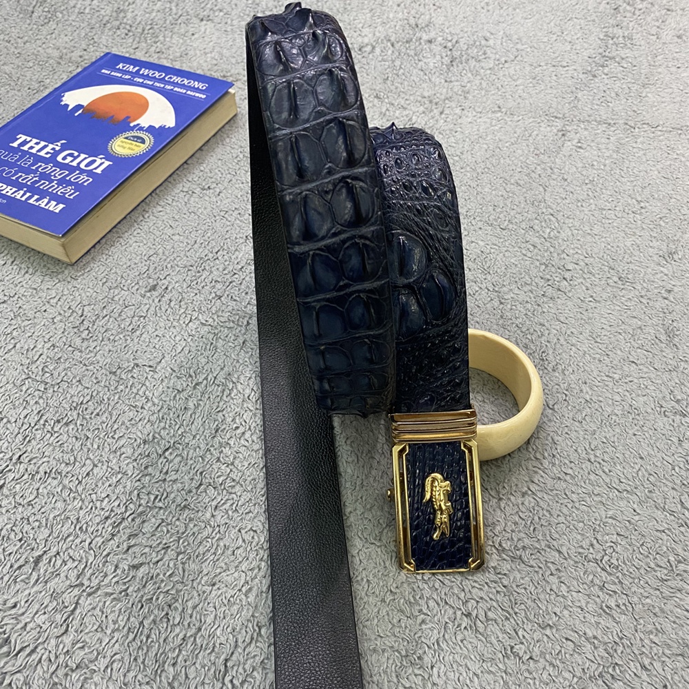 Thắt Lưng Nam da cá sấu TIẾN CÔNG cao cấp màu xanh TCN2008