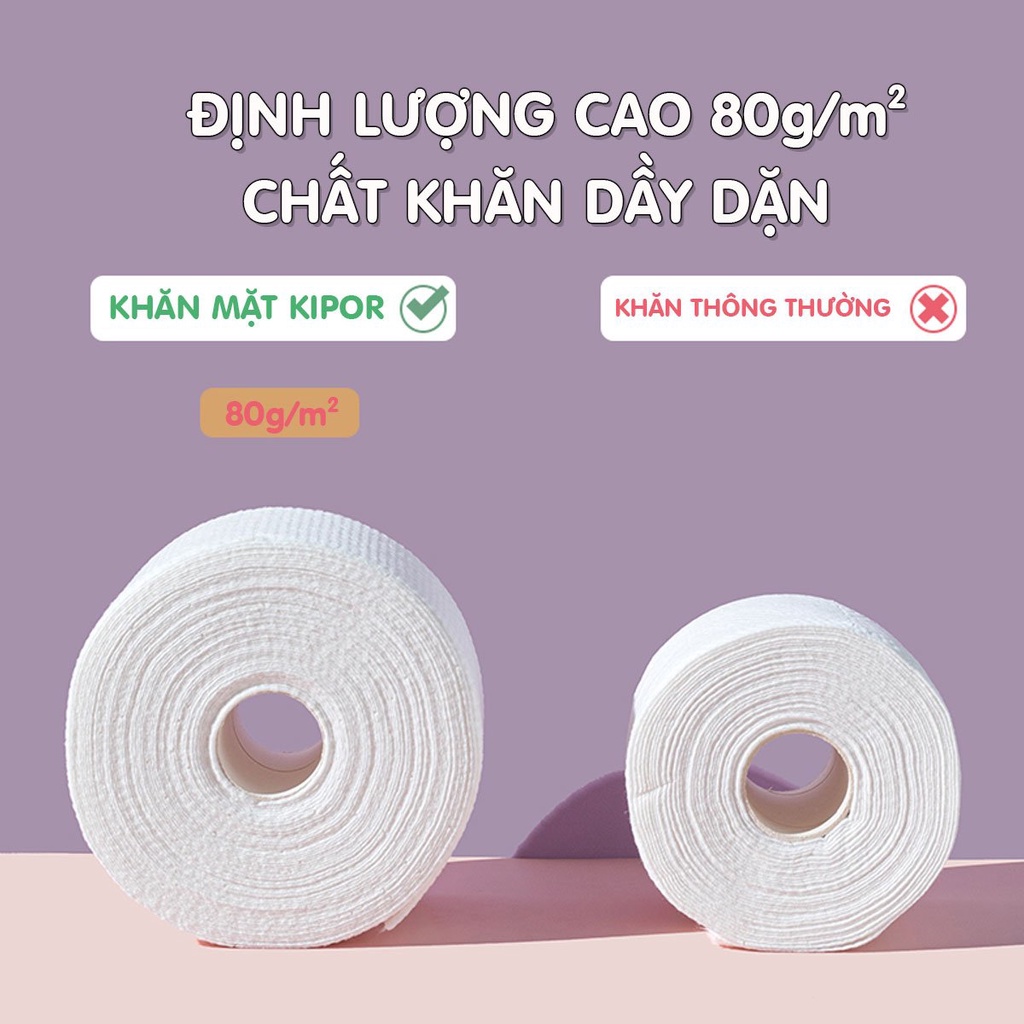 Khăn mặt khô đa năng Kipor dùng 1 lần lau khô, lau ướt - Kích thước 20x20 - Cuộn 80 khăn - Hàng chính hãng | BigBuy360 - bigbuy360.vn