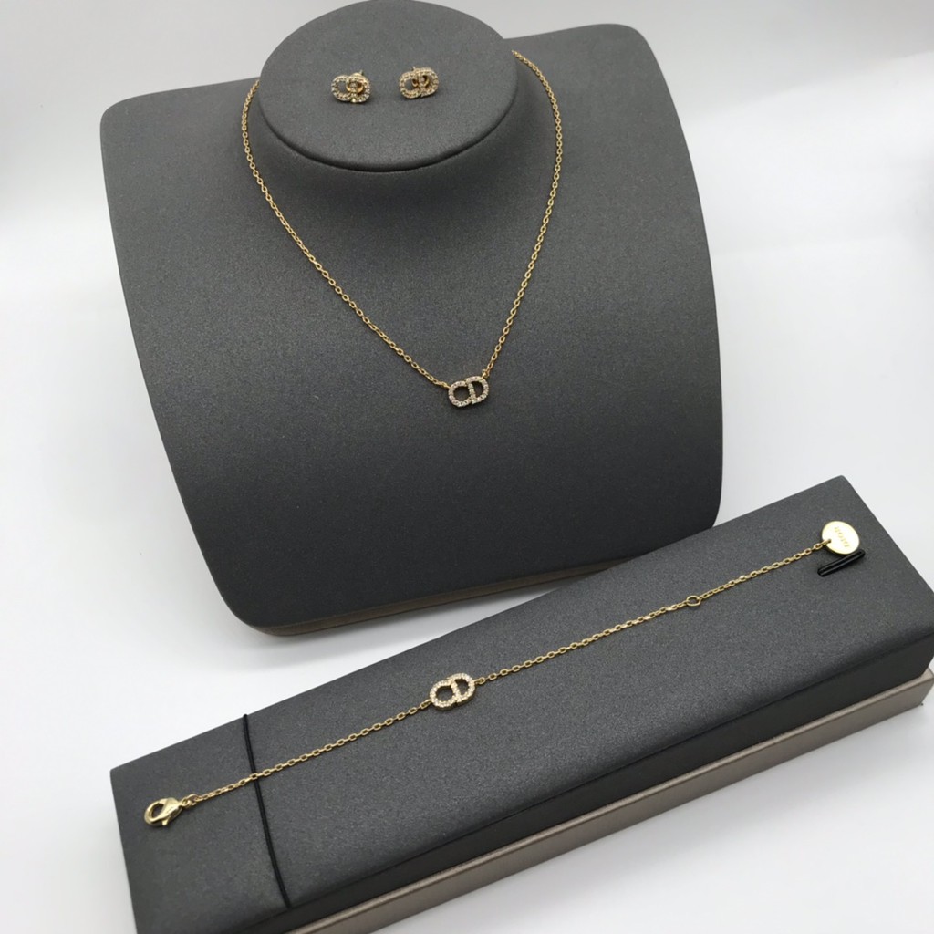 Dior Bộ Trang Sức Hợp Kim Đính Đá Sang Trọng Cho Nữ