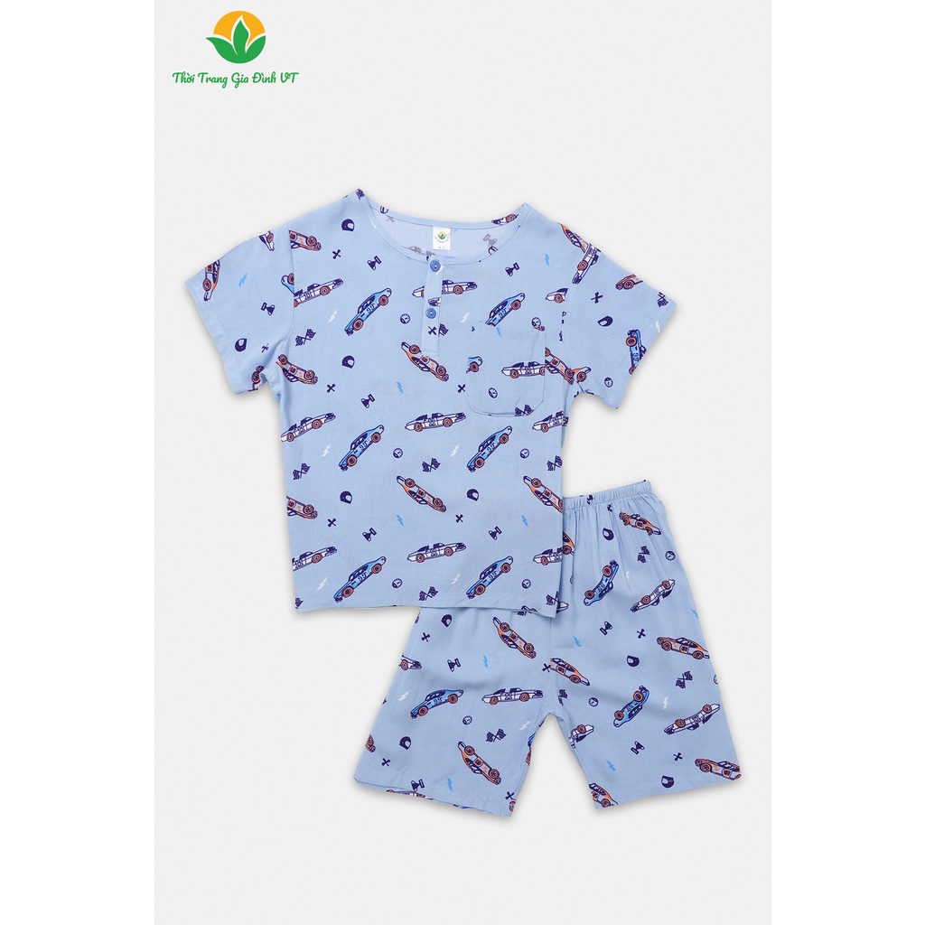 Bộ mặc nhà bé trai mùa hè Việt Thắng quần đùi, áo cộc tay, chất lanh thoáng mát, thoải mái - B63.2202