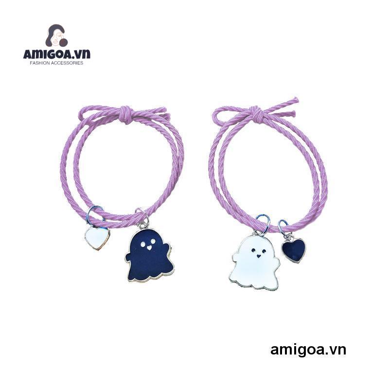 ✨✨Set 2 Vòng Tay Cặp Đôi Mặt Hình Ma Dễ Thương Có Thể Điều Chỉnh