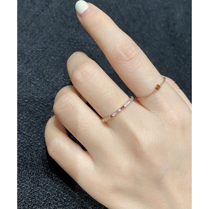 Nhẫn, nữ, set, Hàn Quốc, đá nâu, thanh lịch