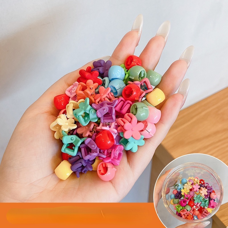 Set 50 / 60 / 100 Kẹp Tóc Hình Bông Hoa Nhiều Màu Sắc Dễ Thương Cho Bé Gái