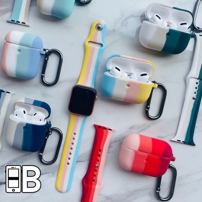 Dây Đeo Thể Thao Màu Cầu Vồng Cho Đồng Hồ Thông Minh Apple Watch Series 1 / 2 / 3 / 4 / 5 / 6 Airpods Gen 1 2 Pro Màu Sắc