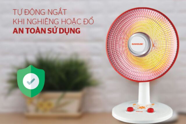 Quạt sưởi halogen Sunhouse SHD7005 công suất 800W diện tích sưởi 5-15m2 + tặng dao làm bếp màu đen