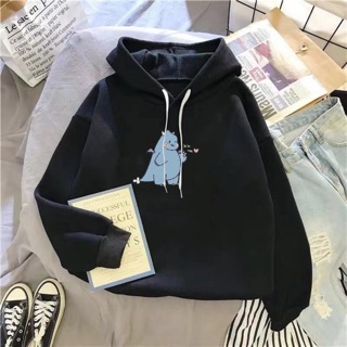 Áo hoodie unisex khủng long bắn tim có bigsize vải nỉ bông ngoại dày mịn