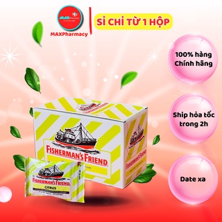 HỘP 24 GÓI Kẹo Cay Con Tàu Không Đường Fisherman's Friend Citrus  Vị Cam Chanh  25g 