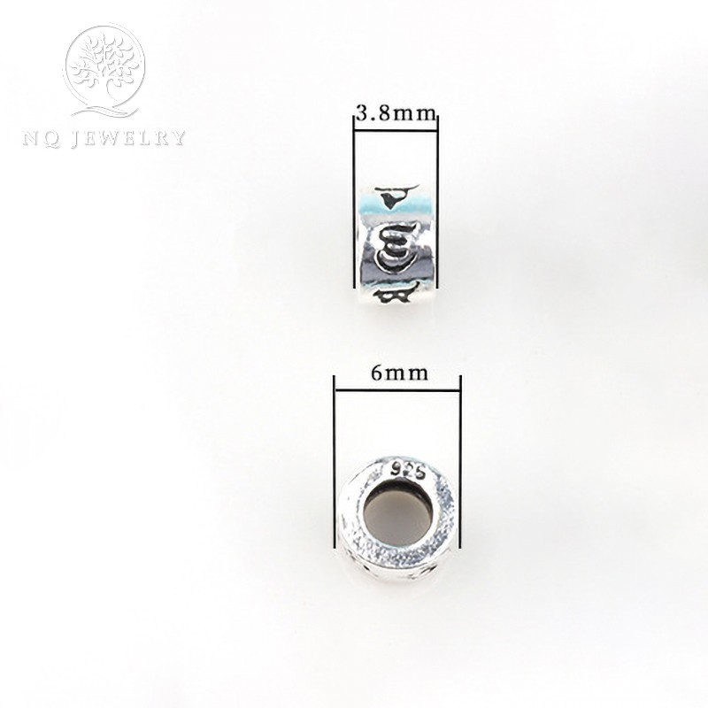 Combo 5 charm bạc chặn lục tự đại minh chú 3.8*6mm - NQ Jewelry