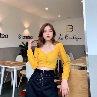Áo nhíu ngực cổ chữ U