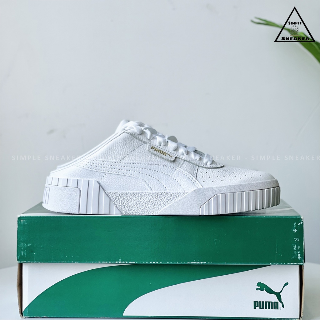 Giày Sục Nữ Puma Cali Mule Chính Hãng Giày Đạp Gót Puma Wms Cali Mule White Metallic - Simple Sneaker