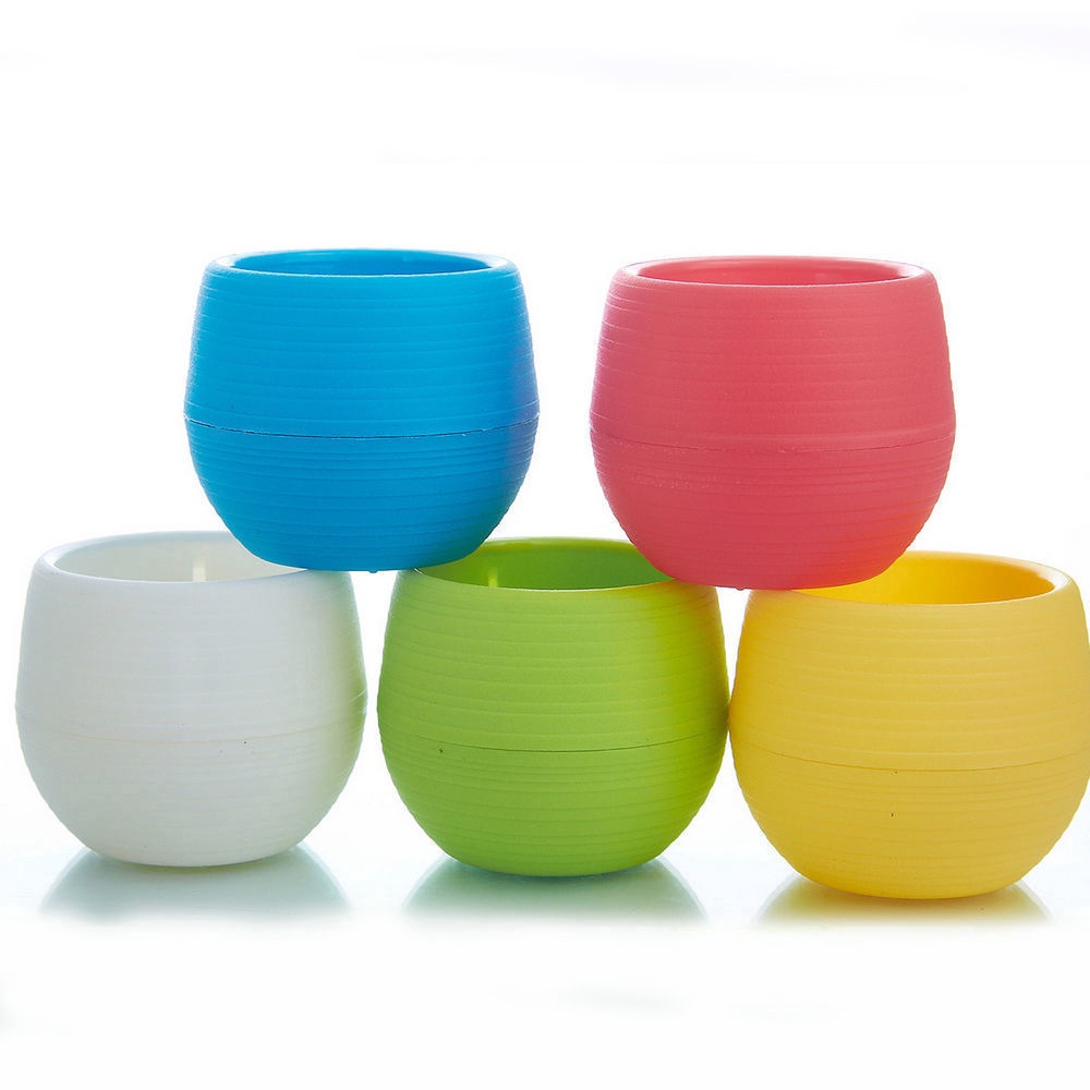 Bộ 2 Chậu Hoa Mini Bằng Nhựa Nhiều Màu Sắc