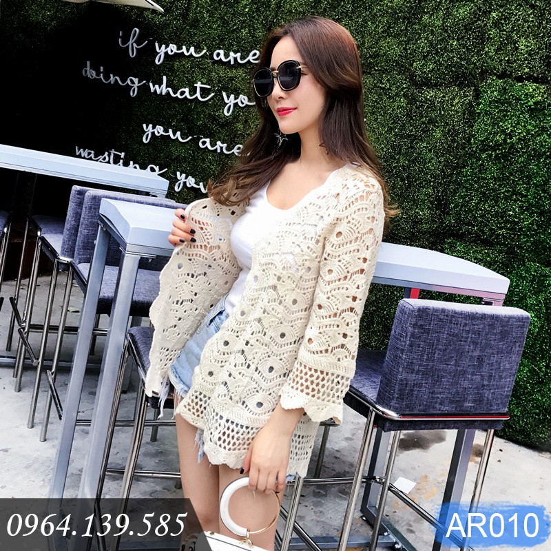 Áo khoác ren đi biển dáng cardigan, hoa văn tinh tế, chất ren đẹp dễ mặc | BigBuy360 - bigbuy360.vn