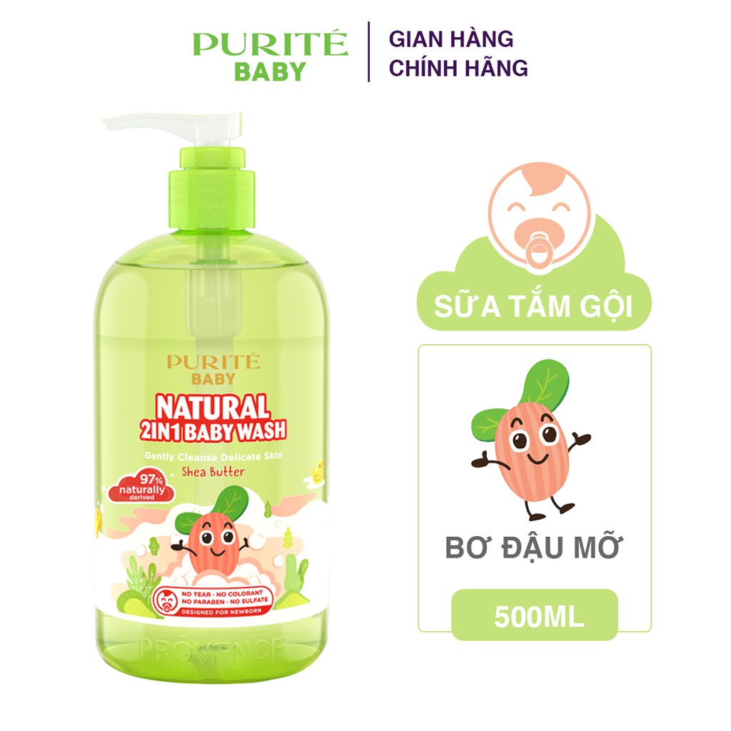 Combo Sữa Tắm Gội Purité Baby Hoa Anh Đào 500ml & Bơ đậu mỡ 500ml | BigBuy360 - bigbuy360.vn