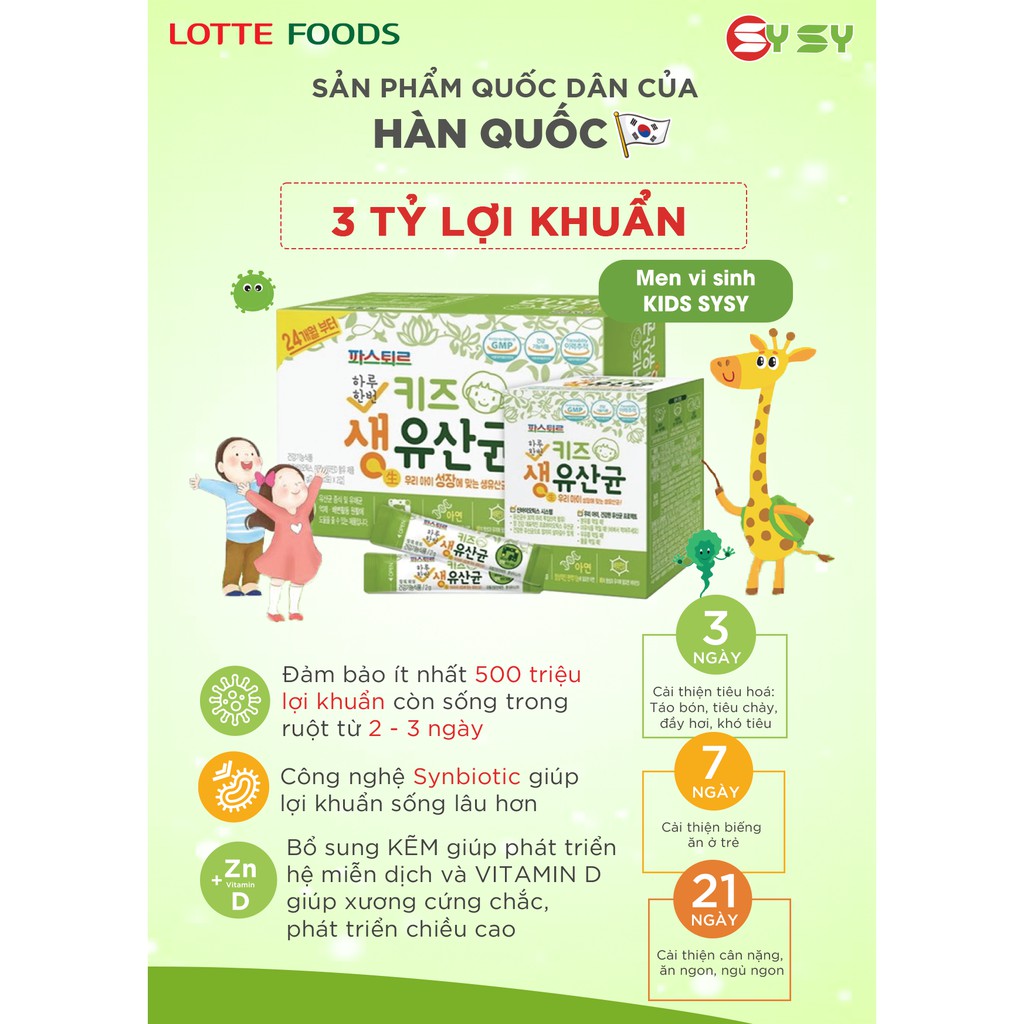 [Mẫu Thử] 10 gói Men vi sinh Sysy Lotte Hàn Quốc (10x2g)