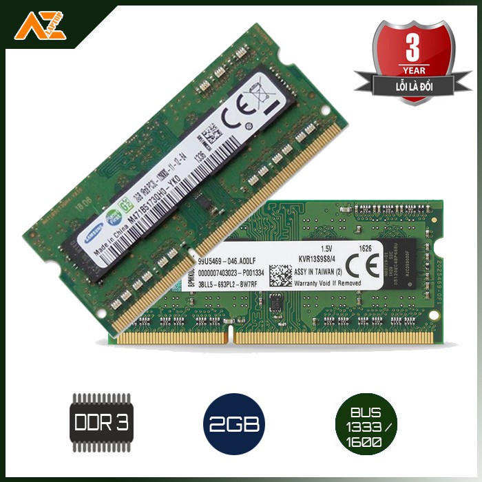 Ram Laptop DDR3 2GB BUS 1066/1333/1600 (Bảo hành 36 tháng)