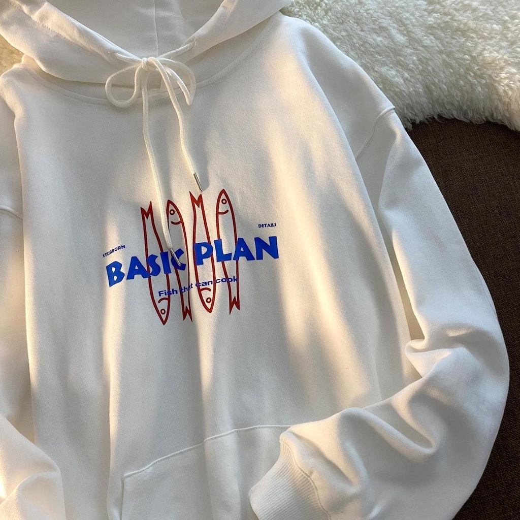 Áo hoodie ZHELIHANGFEI thiết kế dài tay dáng rộng phong cách Nhật Bản