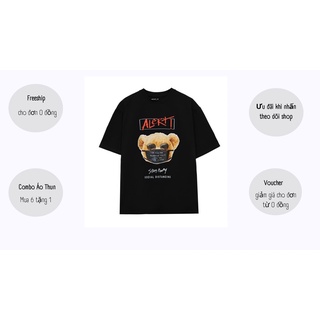 Áo thun tay lỡ form unisex nam nữ moazz in gấu teddy đeo khẩu trang tee mask-mts01