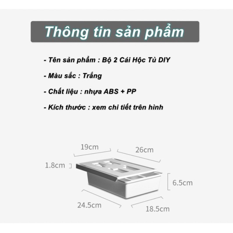 Bộ 2 hộc tủ dán ngăn bàn - Ngăn kéo bàn mini - Bàn sáng tạo lưu trữ đồ