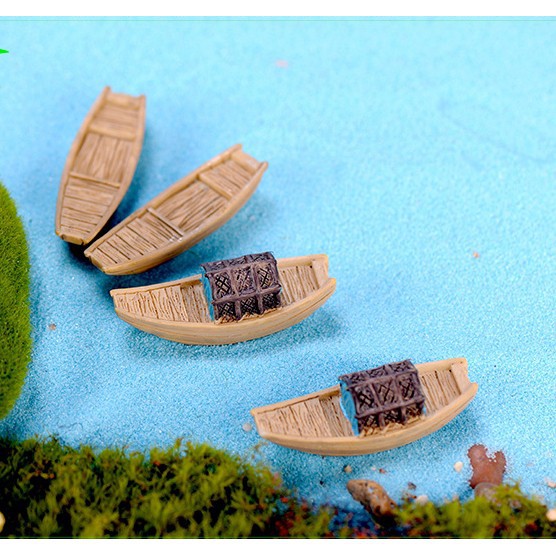 Tiểu cảnh bể cá TERRARIUM Thuyền nhỏ tiểu cảnh mini - tiểu cảnh sen đá trang trí bể cá