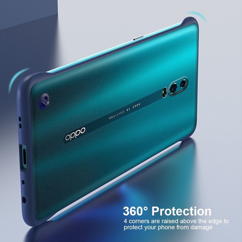 OPPO Reno 4 Pro Case Borderless Design Plastic Phone Case OPPO Reno 4 5 Pro 3 2 2F 10X A9 A5 2020 A92 A52 A31 A91 Shockproof Back Cover With Metal Ring