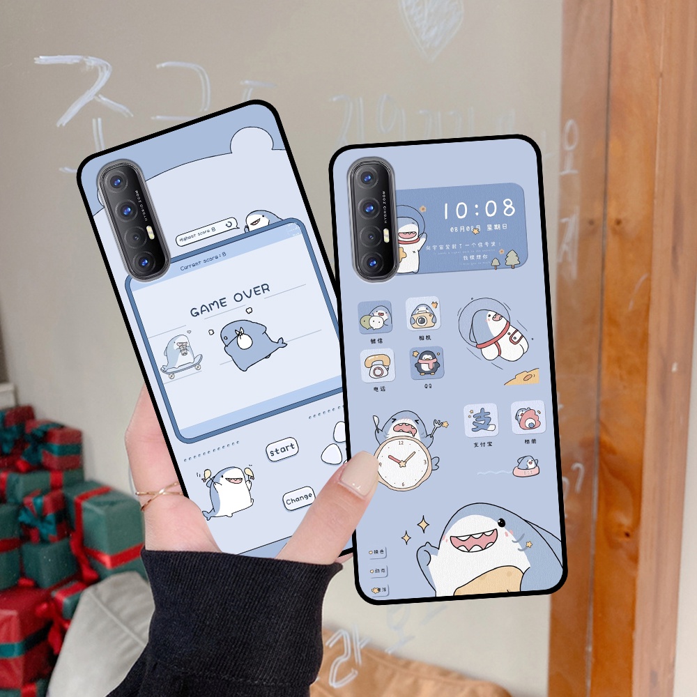 Ốp Oppo Reno 3 Pro in hình nền cá mập đáng yêu giá rẻ
