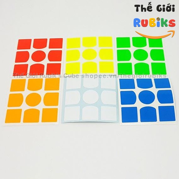 Bộ Sticker Rubik 3x3 Hãng GAN CUBE Tặng Kèm Logo. Tâm Tròn Siêu Xịn. Bộ Decal Giấy Dán Thay Thế | Thế Giới Rubik