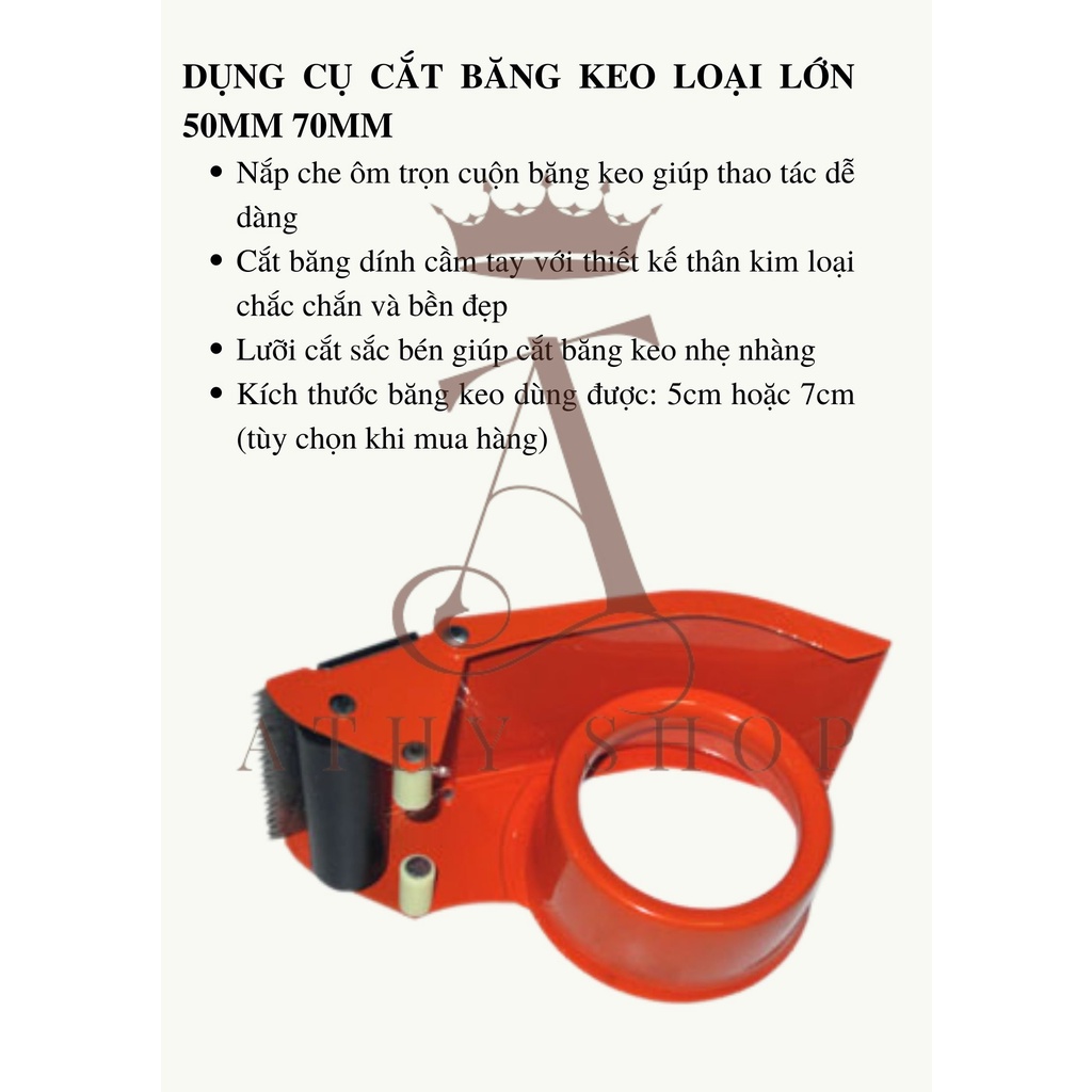DAO CẮT BĂNG KEO BẰNG SẮT 5CM 7CM DÂN HOA, tay kéo băng dính bảng lớn 5 7 cm, dụng cụ cắt băng keo cầm tay màu cam