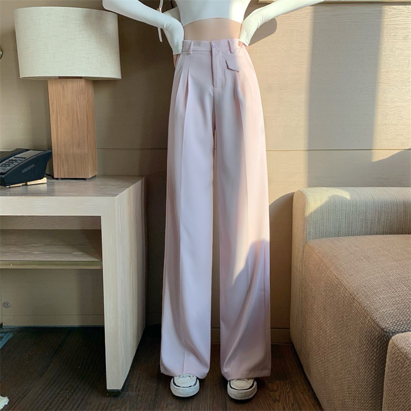 Quần eo cao phù hợp với quần lửng nữ mùa xuân và mùa hè rộng rãi màn hình mỏng dọc sinh viên thẳng đứng thẳng chân về ph | BigBuy360 - bigbuy360.vn