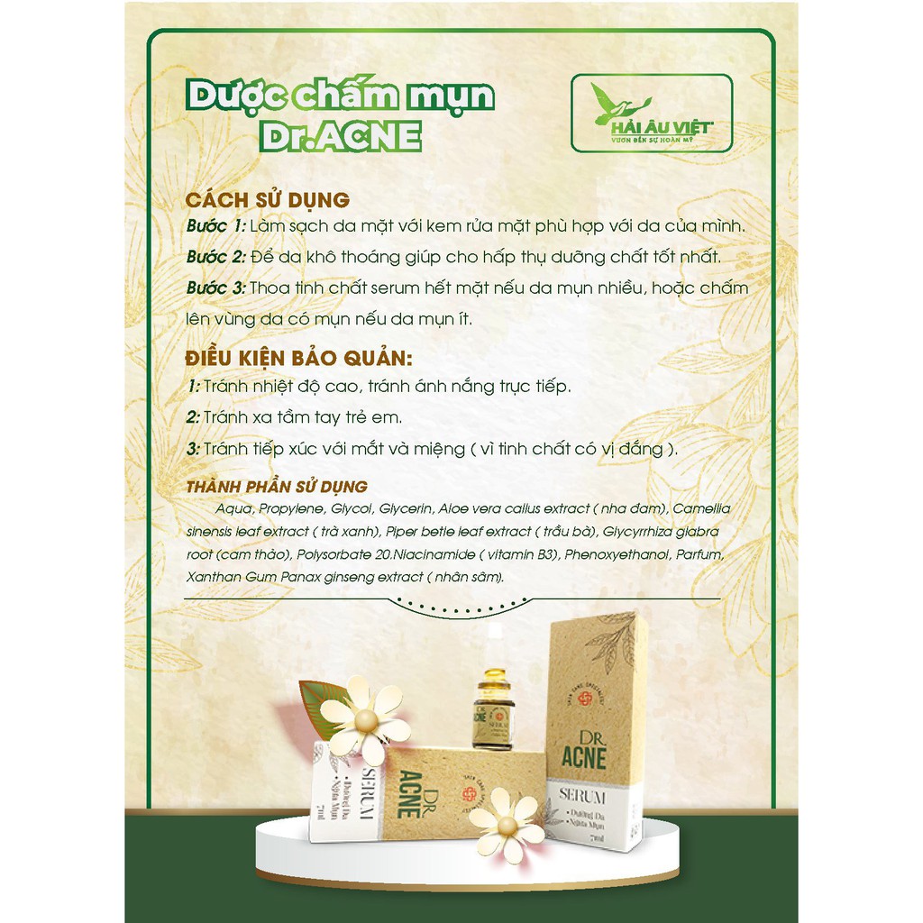 Serum Dưỡng Da Dr Acne Sạch Mụn, Mờ Thâm, Liền Sẹo- Hà Mi mart