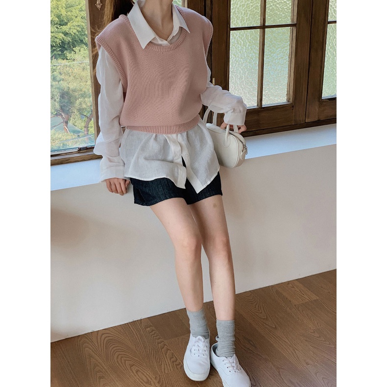 Áo Len Không Tay Màu Hồng Dễ Phối Đồ Thời Trang 49299