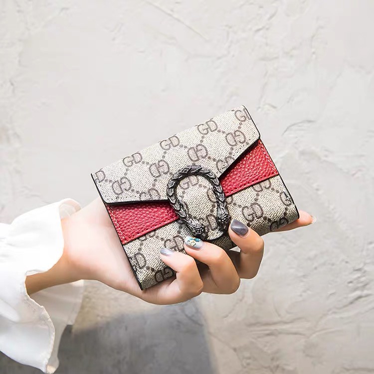 Ví ngắn nhiều ngăn đựng thẻ đựng tiền xu thiết kế đơn giản phong cách Âu Mỹ dành cho nữ