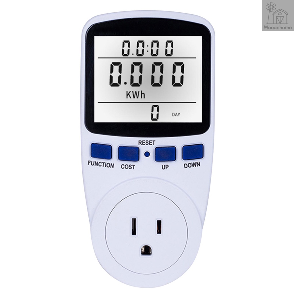 LCD Display Electricity Usage Power Meter Socket Energy Watt Volt Amps Wattage KWH Consumption Analyzer Monitor Outlet--with Backlight AC110V~130V US Plug