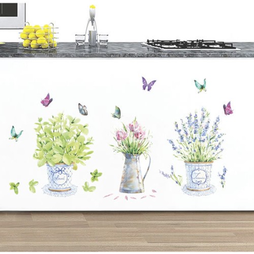 Decal dán tường ba bình hoa xinh có keo sẵn BINBIN PK106 (Kích thước:80x110cm)