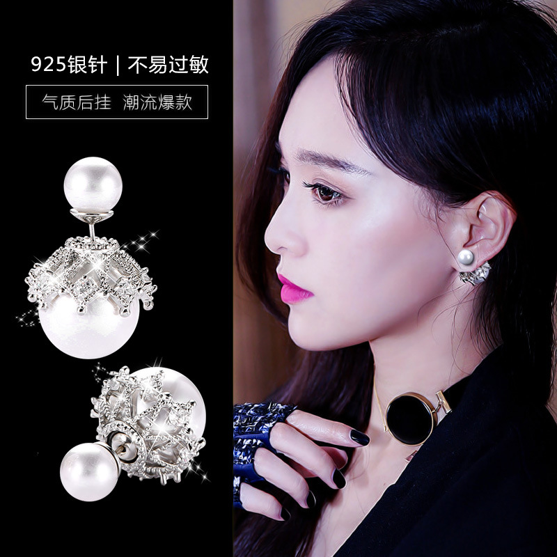 Bông tai mạ bạc đính ngọc trai giả xinh xắn sang trọng cho nữ