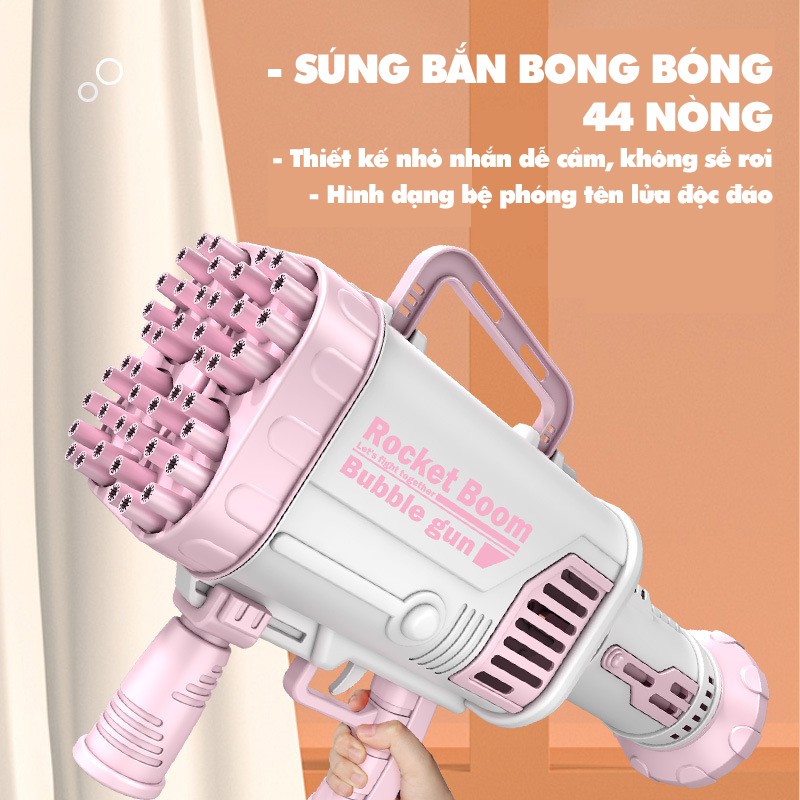 Súng Bắn Bong Bóng 44 Lỗ - Máy Phun Bong Bóng Siêu Cấp Cổng Sạc Điện - Smarthome Toys