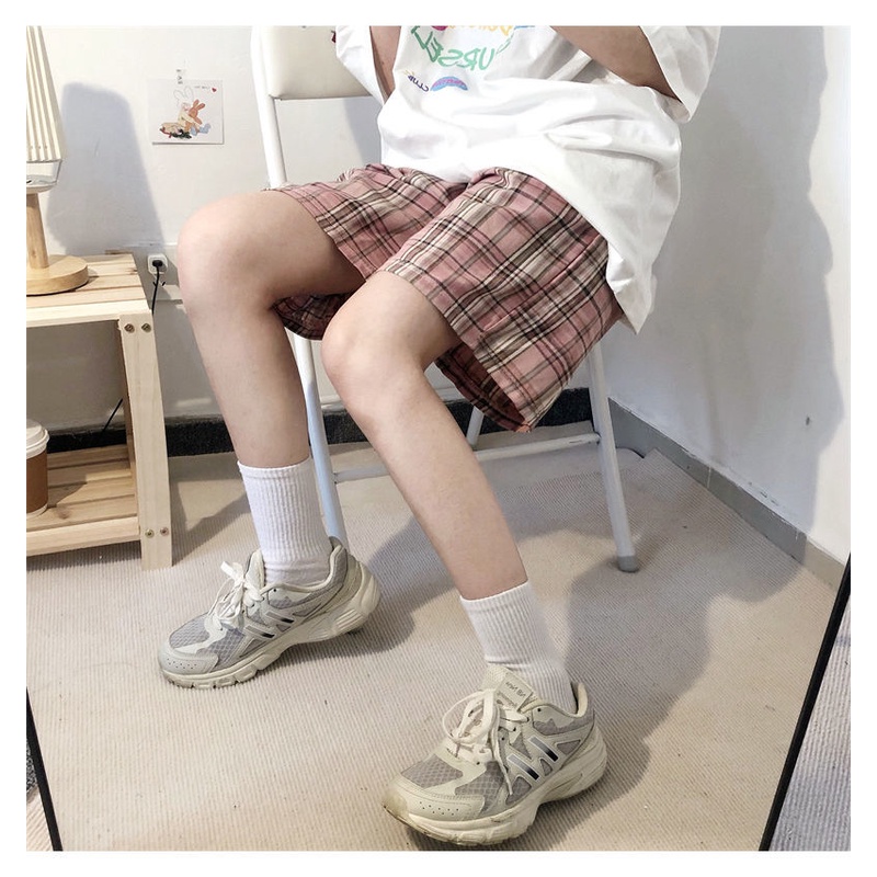 Quần ngắn IELGY ống rộng kẻ sọc caro thời trang hè phong cách Hàn Quốc cho nữ