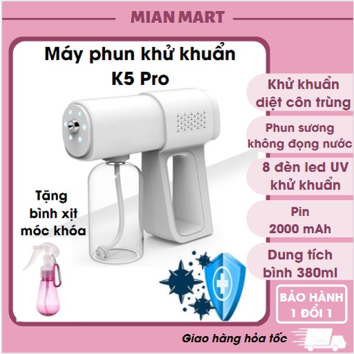 Máy xịt khử khuẩn cầm tay, súng khử khuẩn K5 Pro - Mianmart