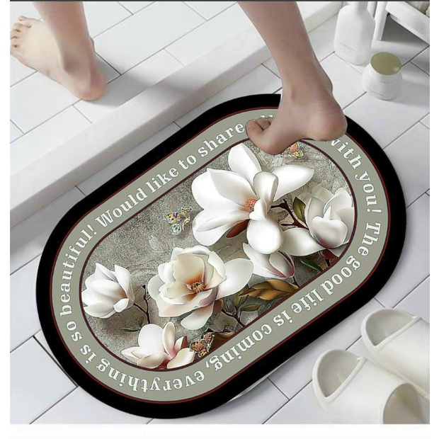 HÀNG ĐẸP *Thảm chùi chân 3D hình Oval lau chân, chống trơn, trượt ,nhiều hình siêu thấm
