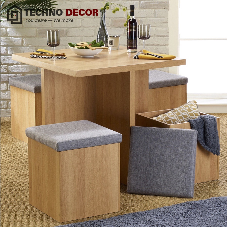 Bàn Ăn Gấp Gọn Thông Minh 4 Ghế Bàn Ăn Gia Đình TechnoDecor