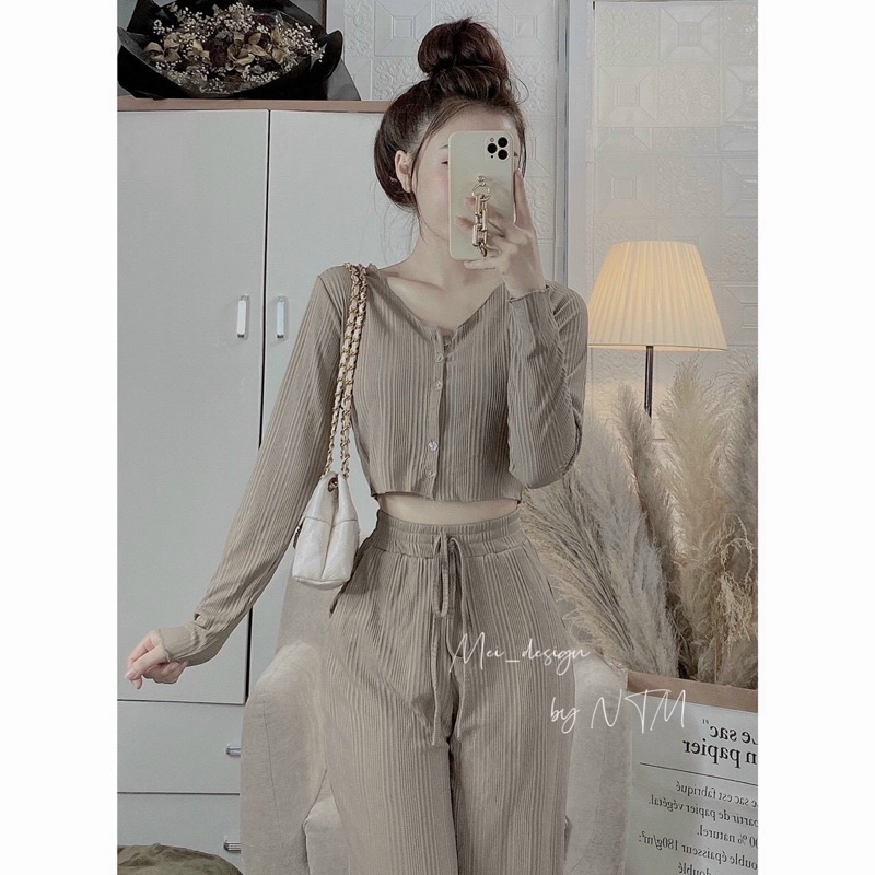 Set quần suông kèm áo crt tay dài