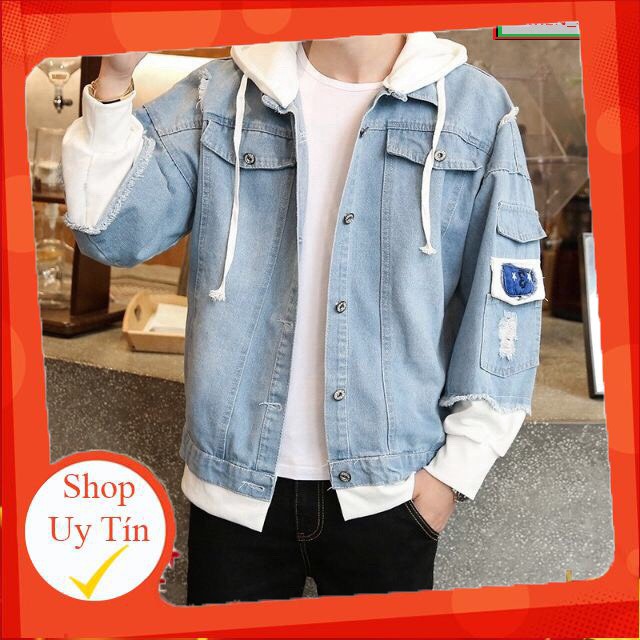 ^ẢNH THẬT^ Áo Khoác Jean Nam Nữ Tay Nỉ Nón Nỉ Cực Phong Cách, Áo Khoác Denim Nam Đẹp Cao Cấp