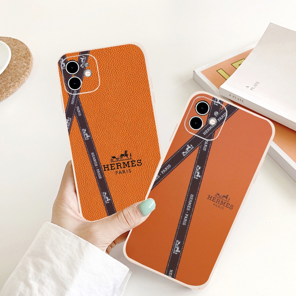 Ốp Lưng Iphone Họa Tiết Giả Da H.e.r.m.e.s Viền Cạnh Vuông BVC Ip6/6s/7/8/X/Xs/11/12/13/pro/promax - Baby Storm 88