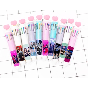 Bút bấm 10 màu bút GOT7 MAMAMOO ITZY RED VELVET BNMI28 bút nhiều màu idol kpop cute bút 10 màu dễ thương
